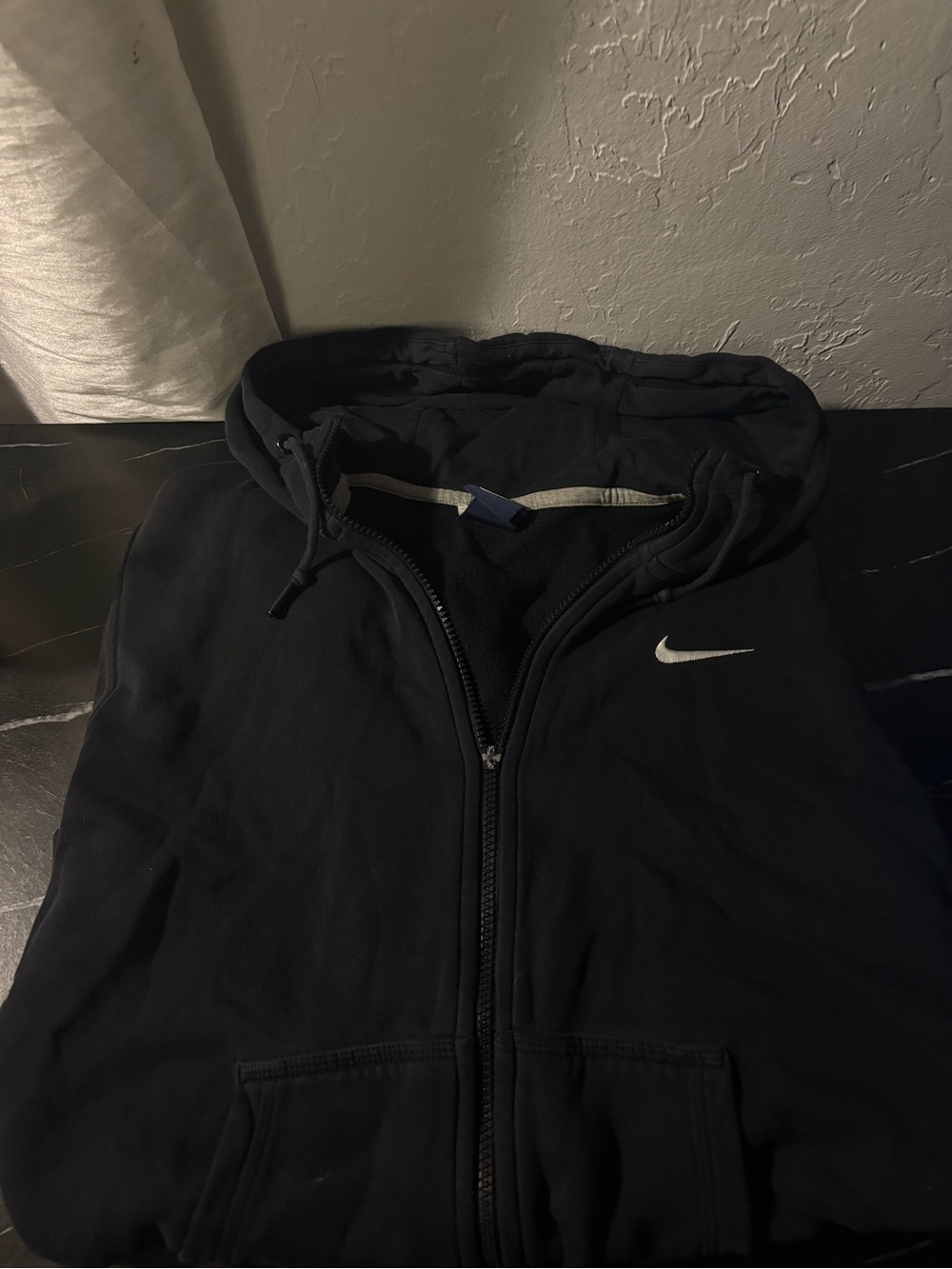 Nike Black Full-Zip Performance Hoodie Jacket with White Swoosh